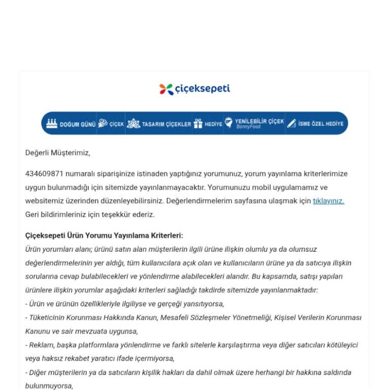 Teslim Edilmeyen Ürün Ve Yorum Engellemesi