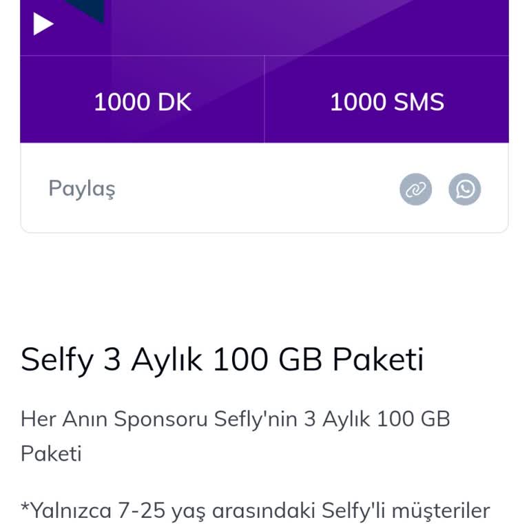 Numara Taşıma Sonrası Selfy 3 Aylık 100 GB Paketi Kullanılamıyor