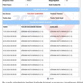 Aras Kargo Yanıltıcı 'Adreste Yok' Bildirimi Ve Çözüm Eksikliği