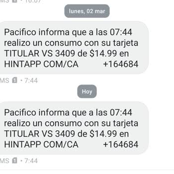 Cobros no autorizados de Hint, solicito reembolso y cancelación