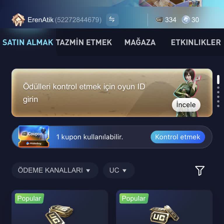 Yanlış Hesaba Yüklenen UC'nin İptali Ve Doğru Hesaba Aktarılması