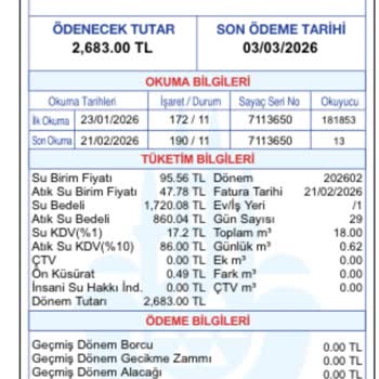 İSKİ Kadıköy Su Faturamda Fahiş Okuma Hatası Ve İade Talebi