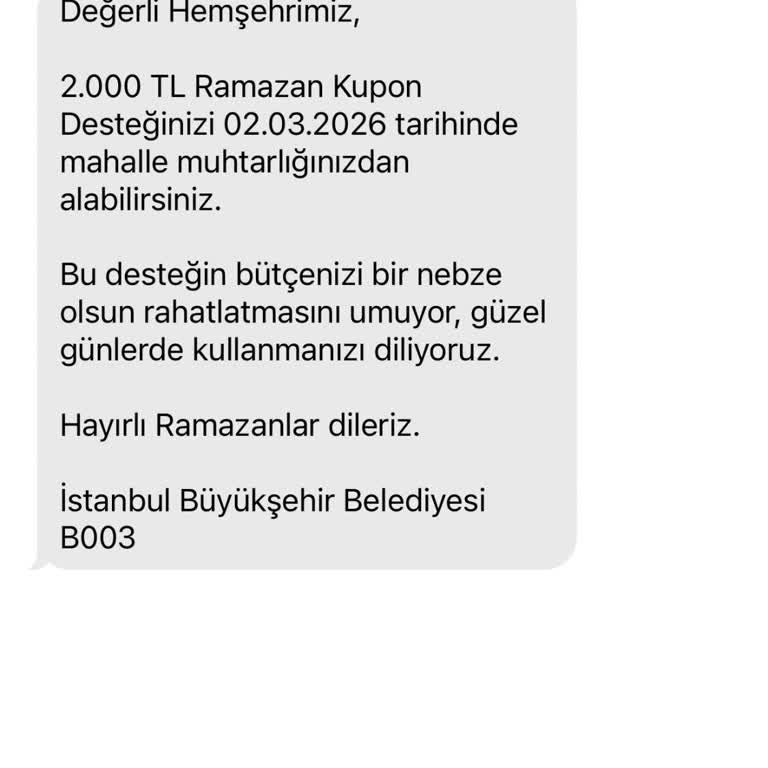 Ramazan Yardım SMS’inin Gelmemesi Ve 2.000 TL Yardımının Alınamaması