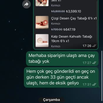 Eksik Çay Tabağı Seti Ve Uzun Teslimat Gecikmesi