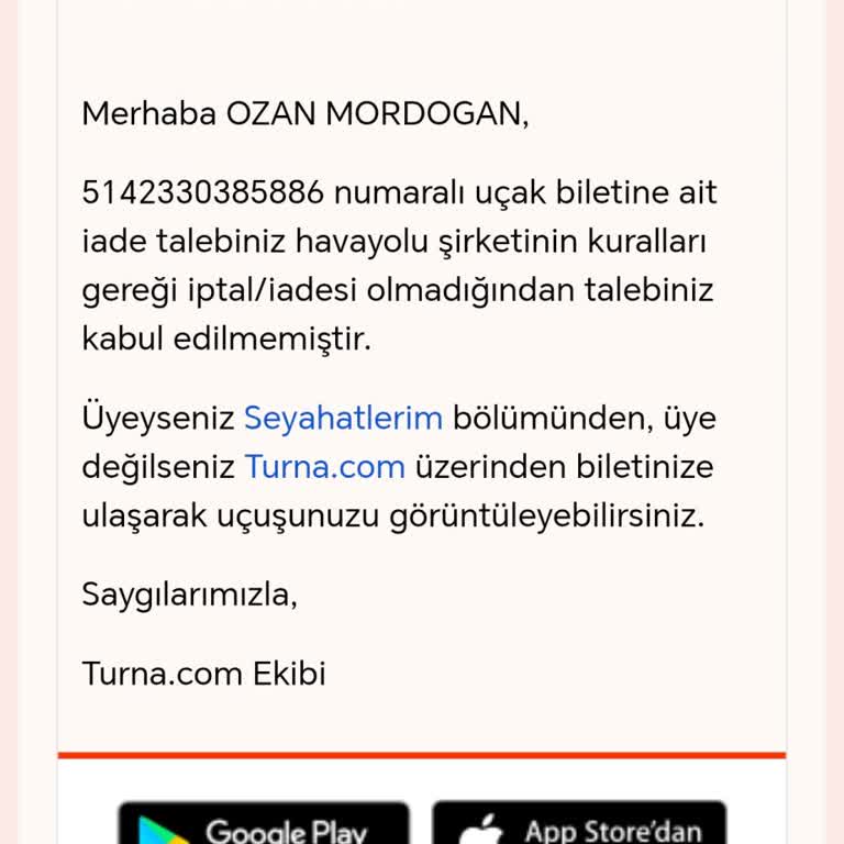 Turna.com'dan Bombalama Ve Çatışma Nedeniyle Bilet İadesi Reddedildi