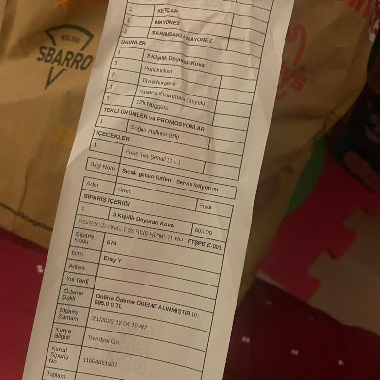 Trendyol GO Üzerinden Popeyes Siparişinde Ürün Eksikliği Ve İade Reddi