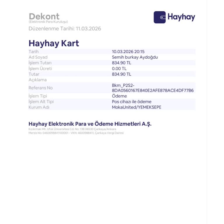 Yemeksepeti'de Sipariş Oluşmadı, 834,90 TL Kartımdan Çekildi Ve Destek Bulamıyorum