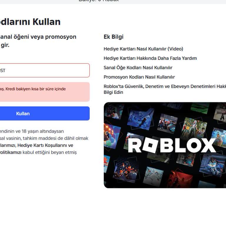 Satın Alınan Roblox Kodu Kullanılmış, Destek Yanıtı Yok