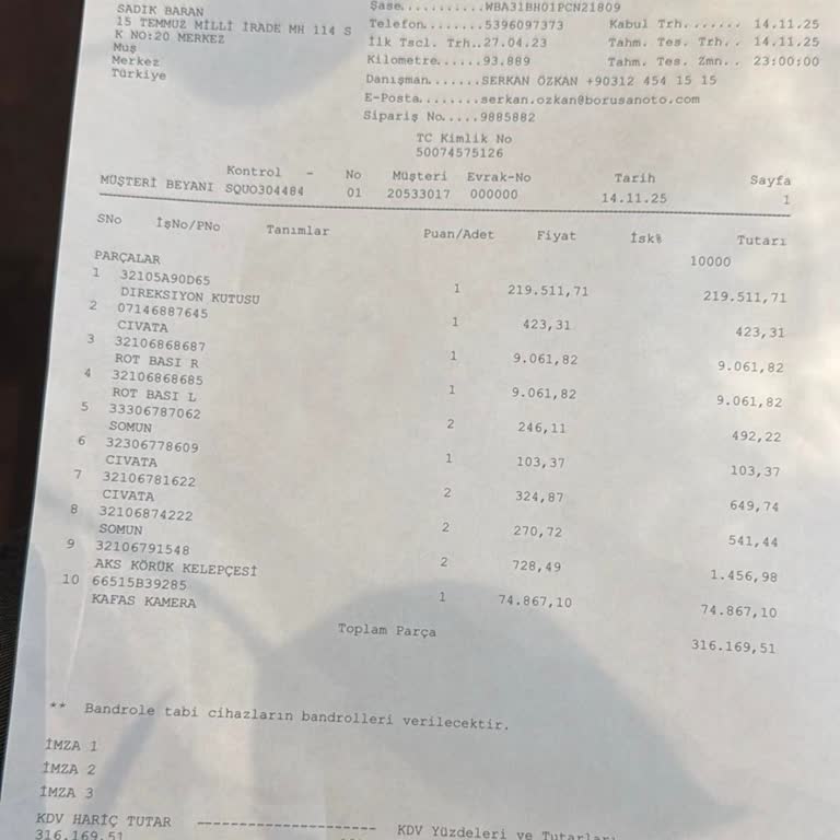 BMW 520i Direksiyon Pompası Arızası İçin Ücretsiz Çözüm Talebi