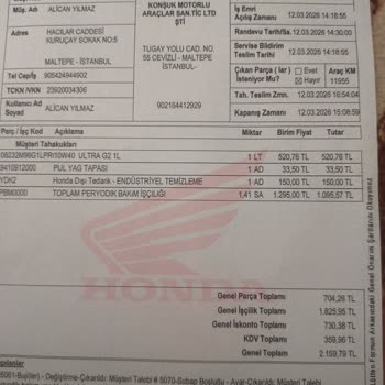 Honda Bayisinde Aşırı Bakım Ücreti Ve Zorlayıcı Satış Teklifi