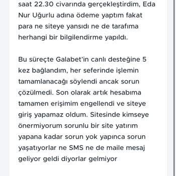 Yatırdığım 1000 TL Hesaba Yansımadı Ve Hesabım Engellendi