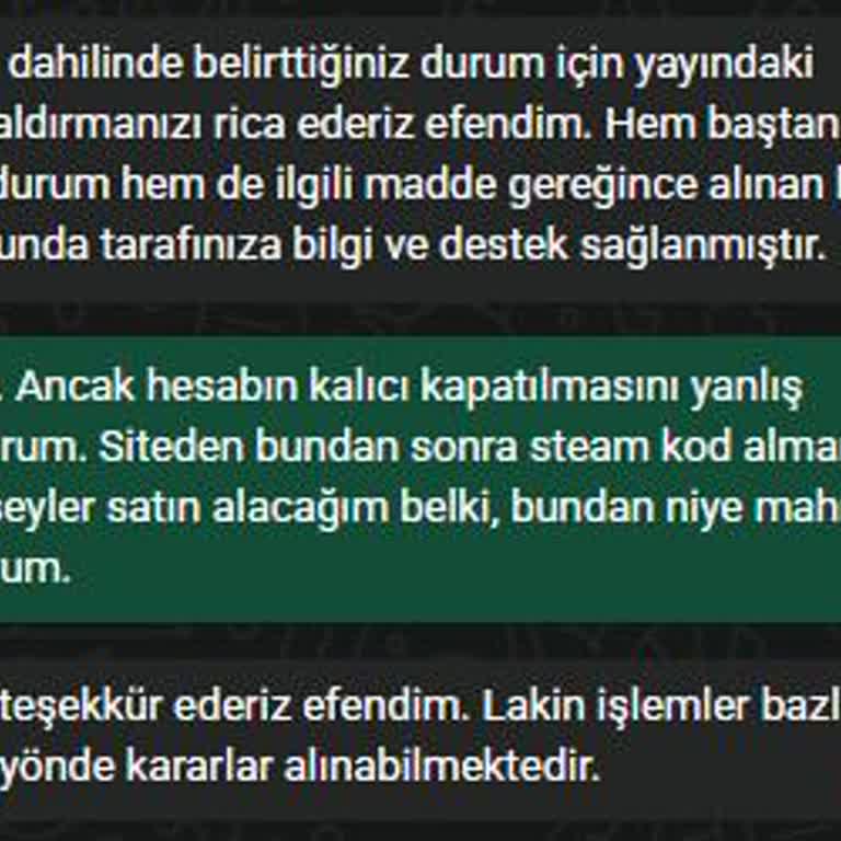 Çoklu Steam Cüzdan Kodu Siparişi Sonrası Açıklama Sunulmayan Kalıcı Hesap Kapatma