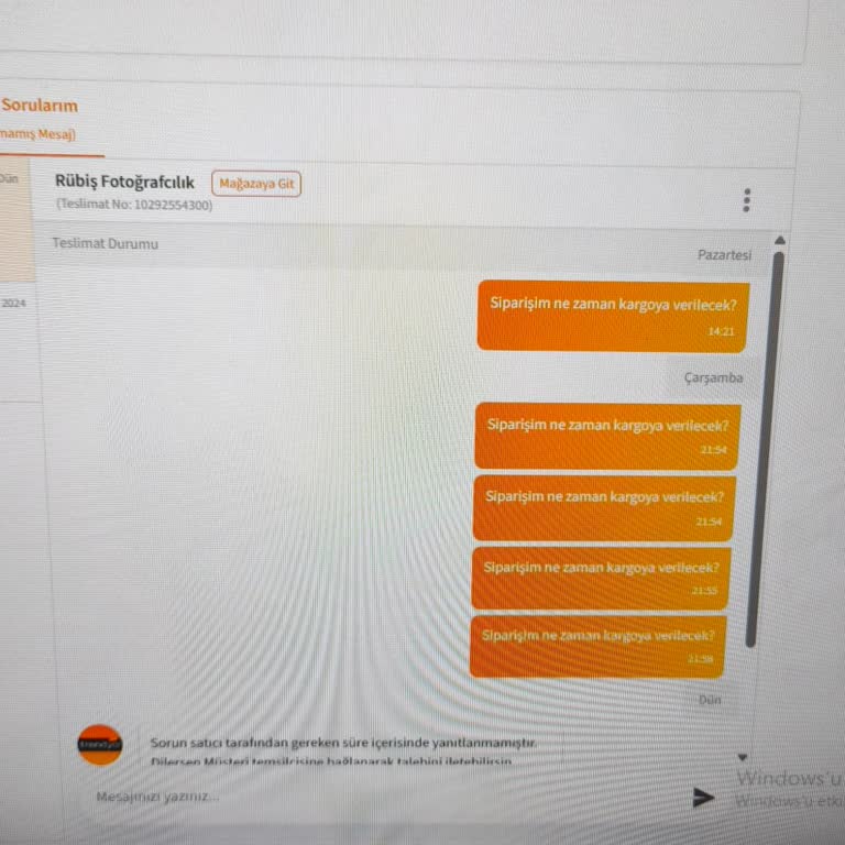 Kargoya Verilmeyen 29.989 TL Değerindeki Bilgisayar Siparişi Ve Cevapsız Müşteri Hizmetleri