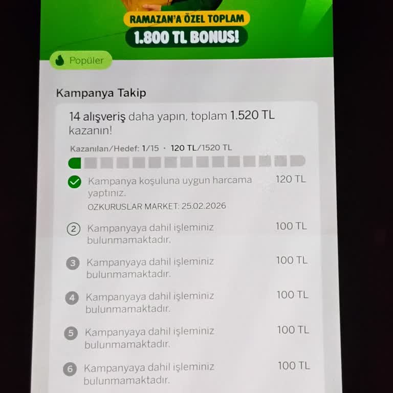 Garanti BonusFlaş’ta Market Alışverişine Bonus Yüklenmedi