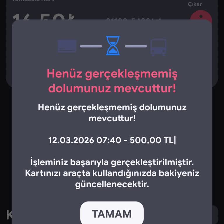 Kentkart Uygulamasına Yüklenen 500 TL Bakiye Hesapta Görünmüyor