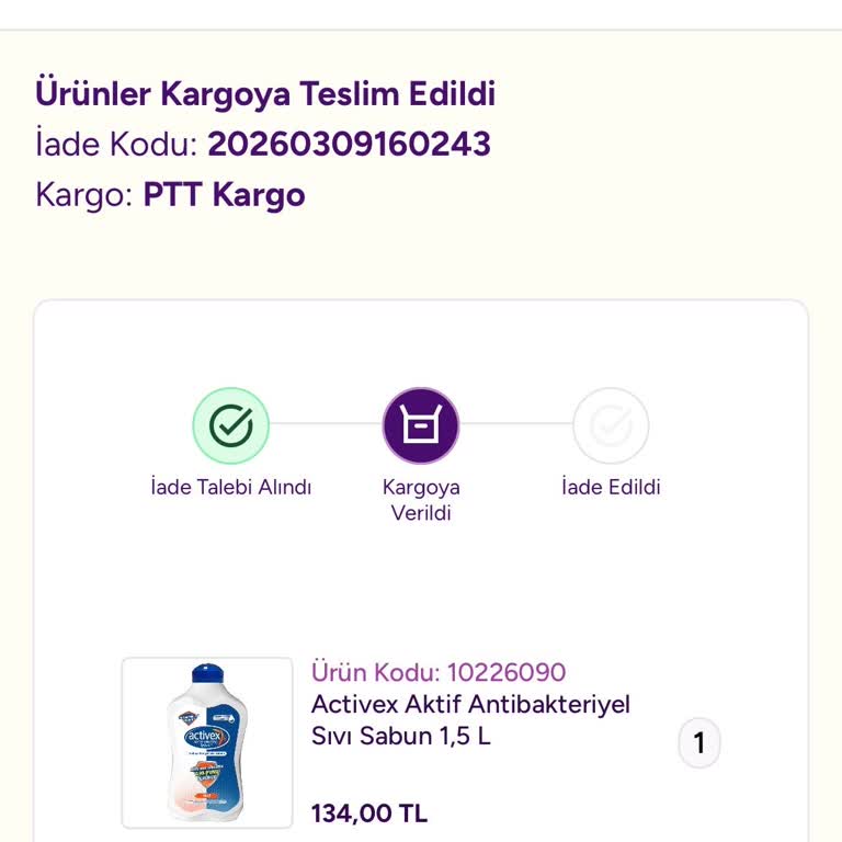 Activex 1,5 L Sıvı Sabunun Rahatsız Edici Kokusu Ve İade Talebi