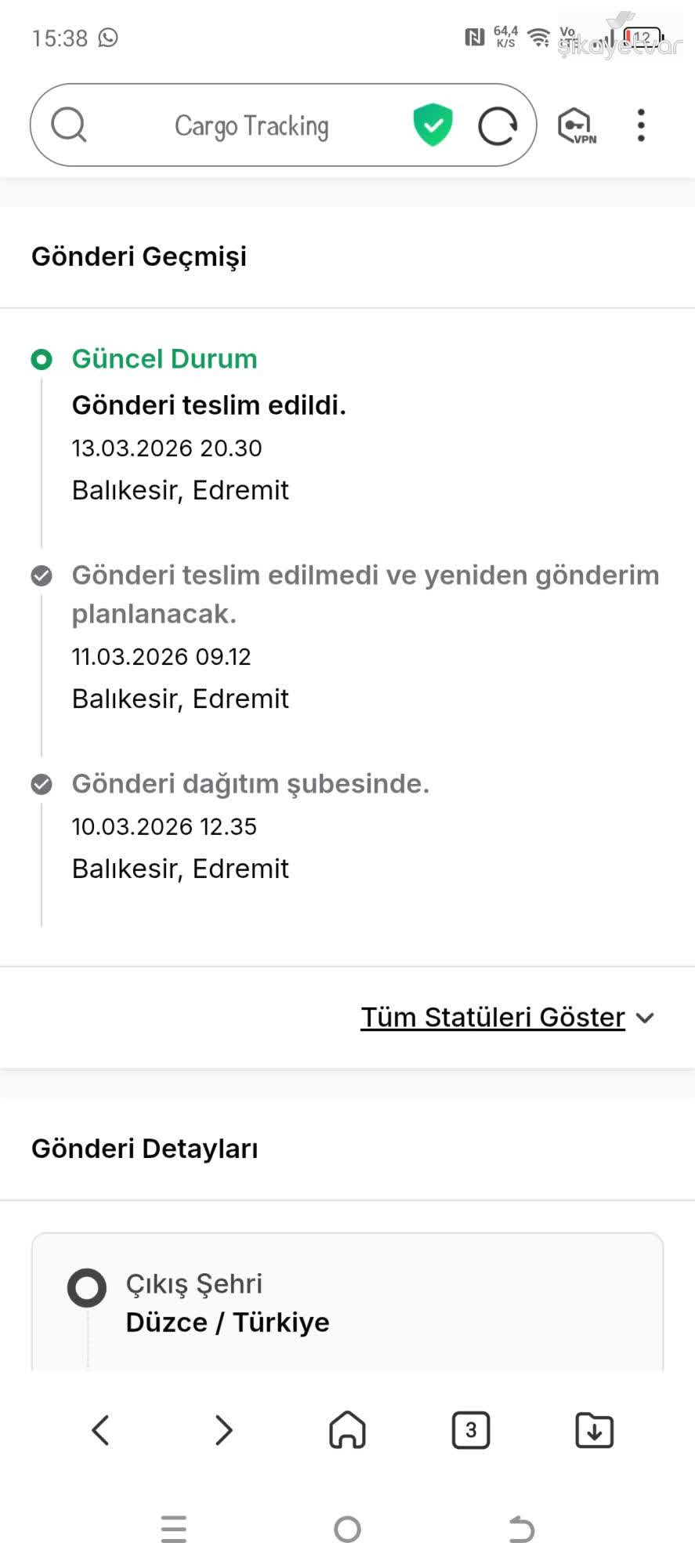 Aras Kargo’da Teslim Edilmediği Halde Teslim Edildi Gösteriliyor ...