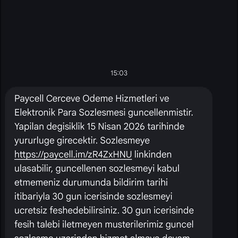 Üyeliği Olmayan Numarama Paycell'den Sözleşme Feshi SMS'i Geldi