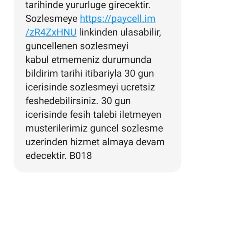Paycell Sözleşme Güncellemesi Bildirimi Ve Kullanılmayan Üyeliğin İptali