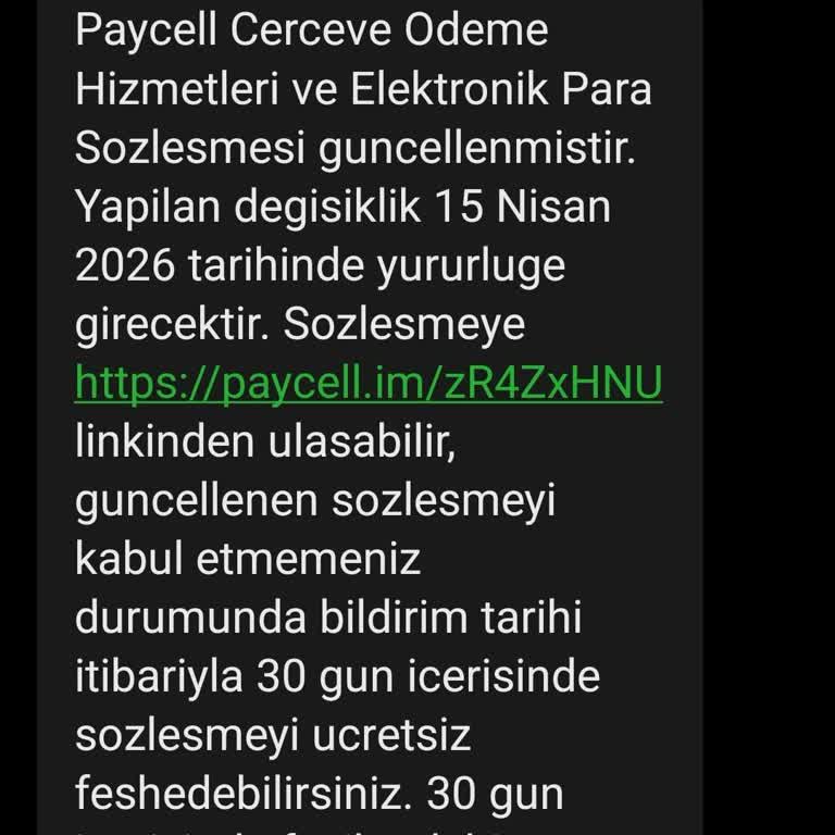 Paycell İzinsiz Sözleşme Güncellemesi SMS'i Ve Müşteri Hizmetlerine Ulaşılamaması