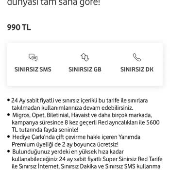 Vodafone Sistem Hatası Nedeniyle Red Limitsiz Sınırsız 990 TL Teklifi Uygulanamadı