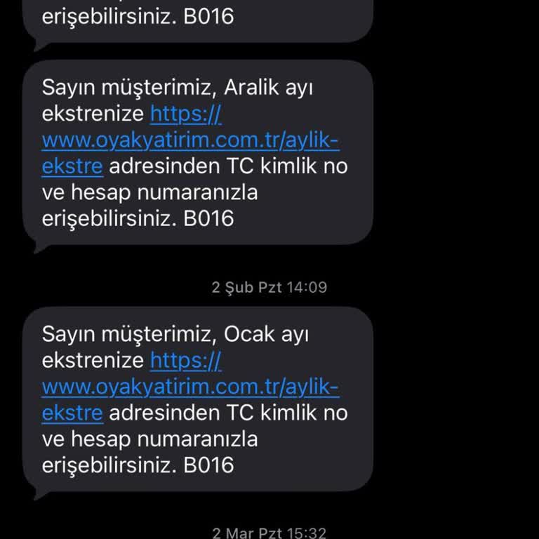 Hesabım Olmadığına Rağmen OYAK Yatırım’dan Gelen Ekstre SMS’leri