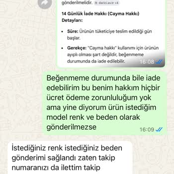 Beden Uyuşmazlığı Nedeniyle İade Ve Tam Geri Ödeme Talebi