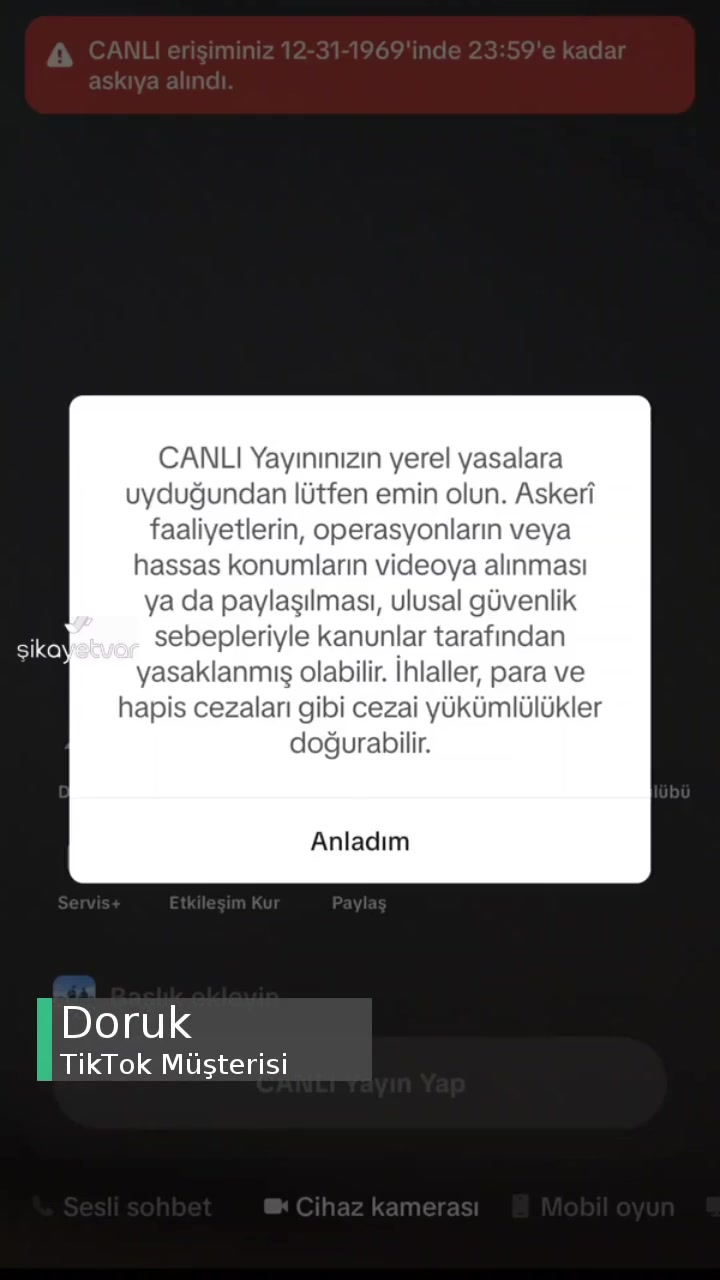 TikTok Canlı Yayın Yasağı videonun kapak resmi