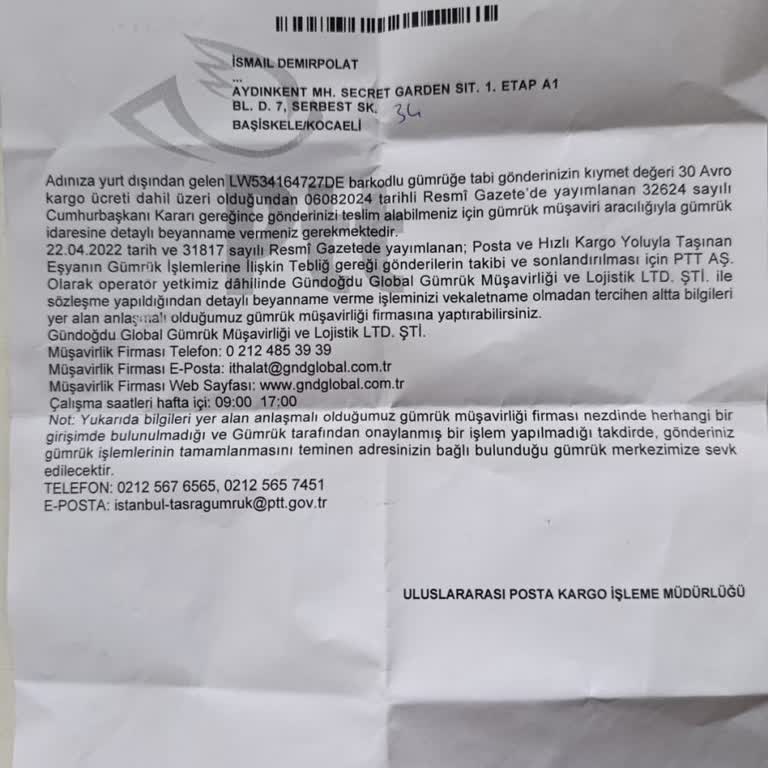 Ebay 16.000 TL Gümrük Masrafı Ödemesi Şartıyla İadeyi Reddi