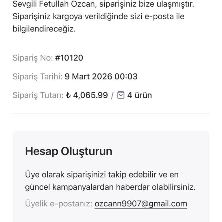 Sipariş İptali Ve Kredi Kartı İadesi İçin Açık Bilgi Talebi