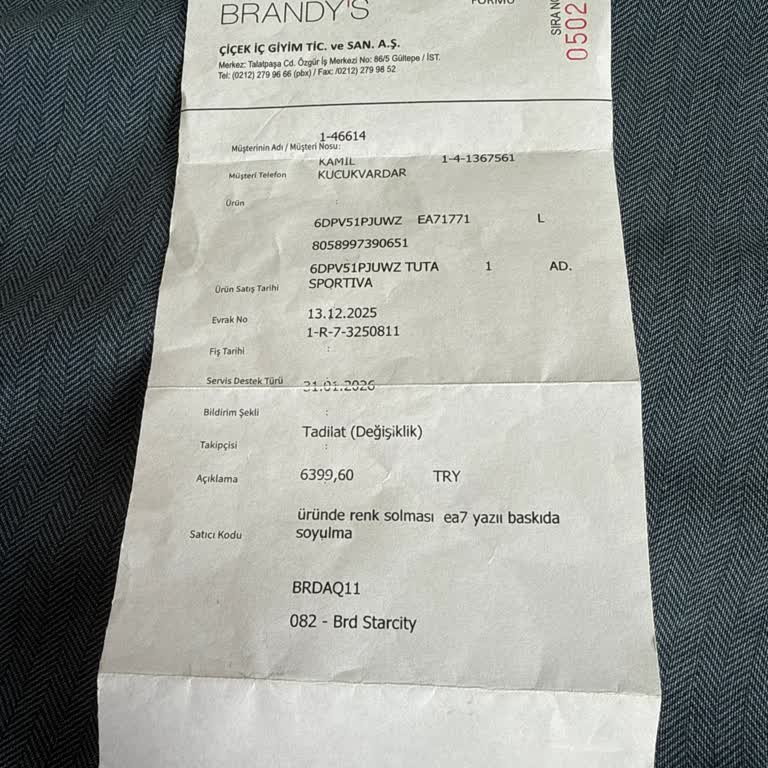 Armani Eşofmanımda Renk Solması Ve Logo Silinmesi Sonrası Cevapsız İade Talebi