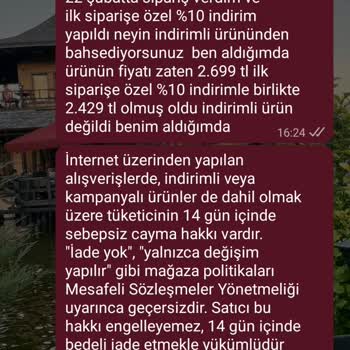 İlk Sipariş İndirimiyle Alınan Üründe İade Reddedildi