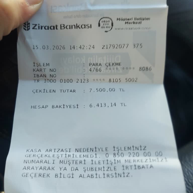 ATM Parası Çekildi Ama Verilmedi 7500 TL İade Ve Bilgilendirme Talebi