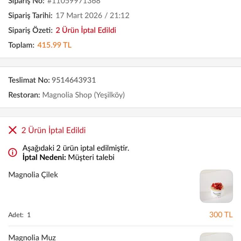 Trendyol GO Yemek'te Teslimat Gecikmesi Ve İptal Talebinin Yok Sayılması