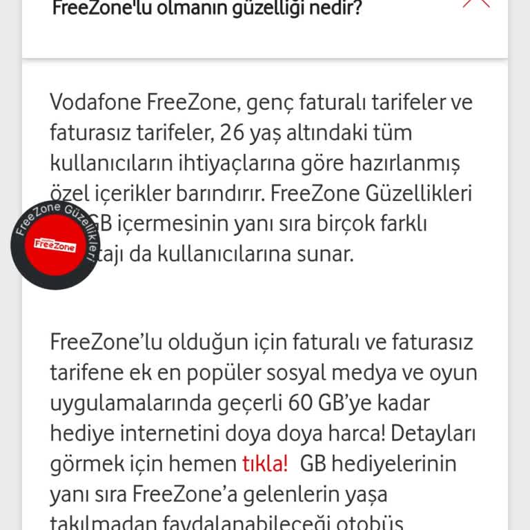 Vodafone FreeZone Üyeliğinde 60 GB Hediye İnternet Tanımlanmadı