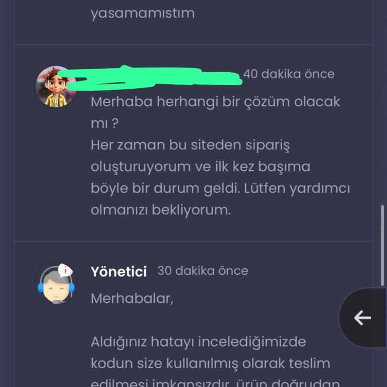 Robux Kodu Kullanılmış Ve Müşteri Hizmetinden Kaba Tutum