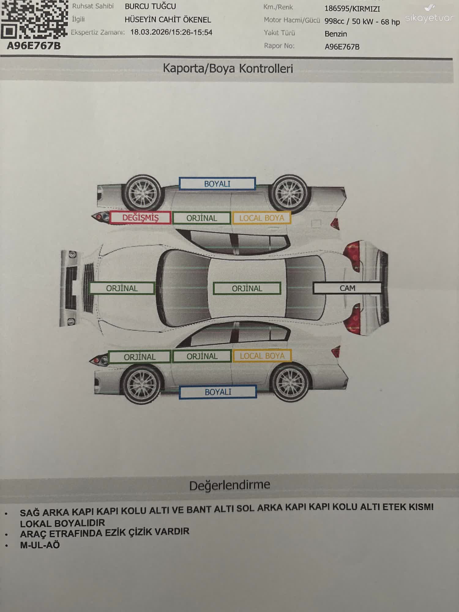 Pilot Garage Hatalı Ekspertiz Raporu Nedeniyle Araç Değer Kaybı