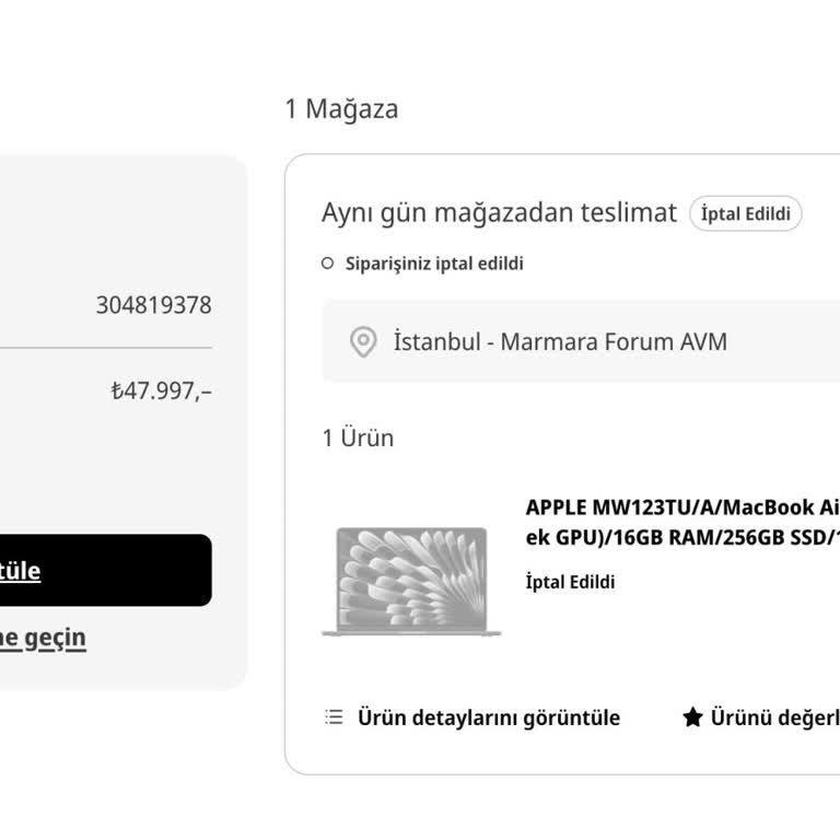 Media Markt'tan Tek Macbook Siparişim Ticari Amaç Gerekçesiyle İptal Edildi Ve Bilgilendirme Almadım