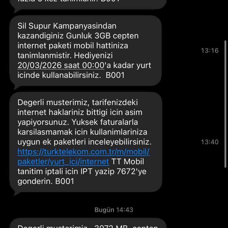 Hediye İnternetin Aniden Bitmesi Ve 807 TL Aşım Ücretinin Geri Ödenmesi