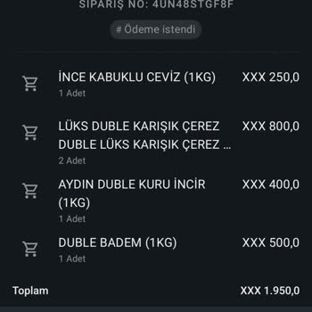 Ödeme Yapılan Kuruyemiş Siparişinde Ürün Gönderilmedi Ve İade Talebi