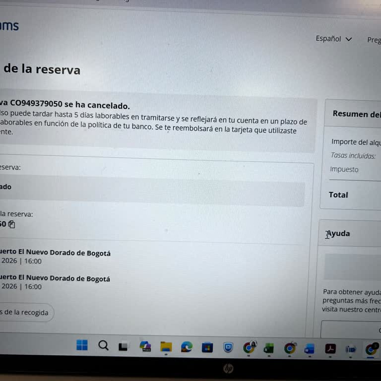 eDreams, solicito devolución del dinero por reserva cancelada a tiempo