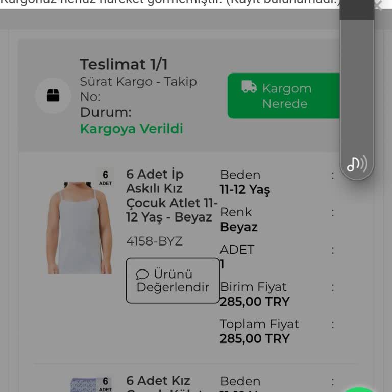 Kargo Bilgisi Görünmüyor, Siparişim Gelmedi Ve Ücret İadesi İstiyorum