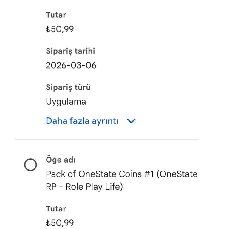 One Statü RP İçin Yetkisiz Google Play Ödemeleri Ve İade Sorunu