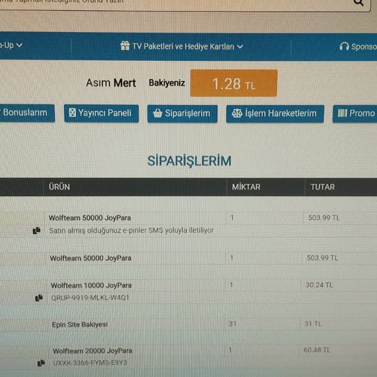 Ödenen Wolfteam Joypara Kodu SMS İle Gelmedi