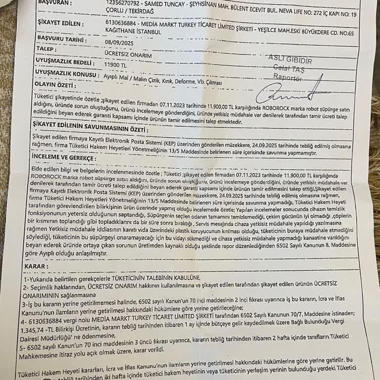 Garanti Kapsamında Tamir Reddi Ve Ürün Değişimi Talebi