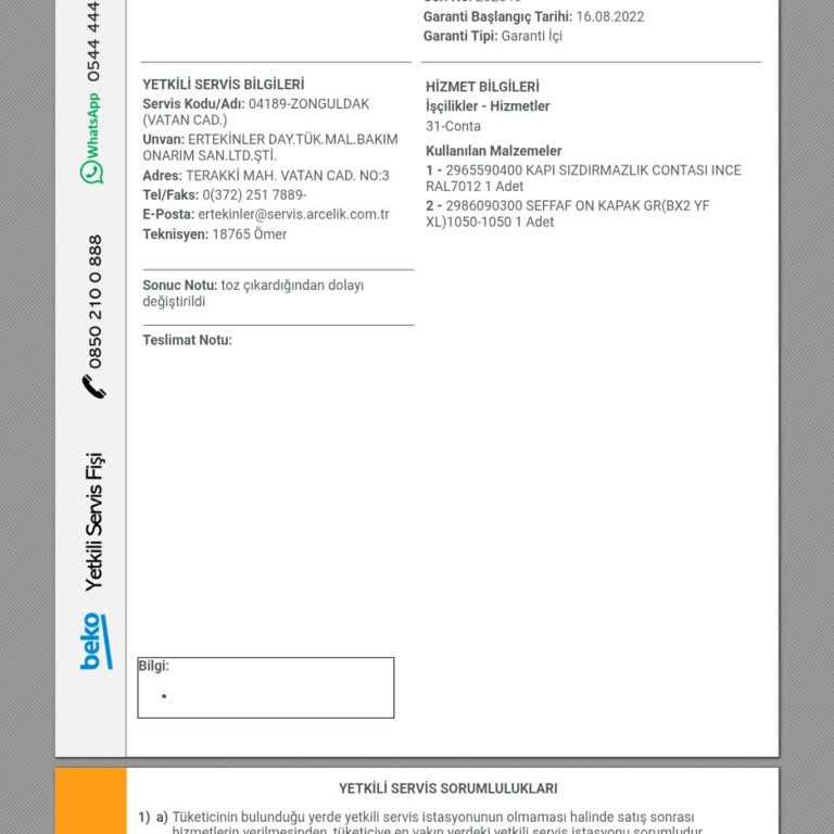 Beko Kurutma Makinesinde Sürekli Toz Kaçırma Ve İade Talebi