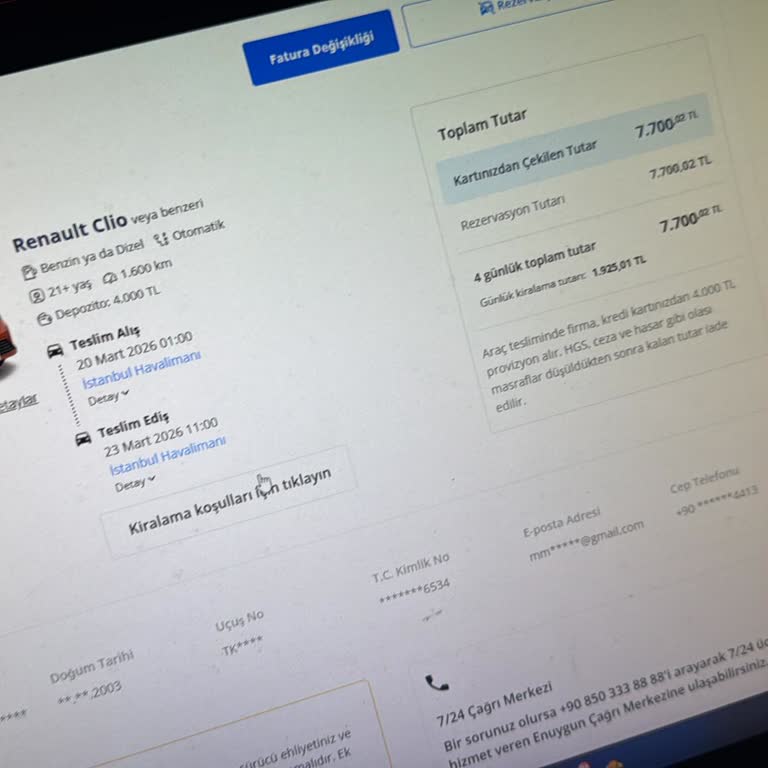 Enuygun.com Ve Europcar’da Findeks Şartı Bildirilmeden Araç Teslimi Reddi