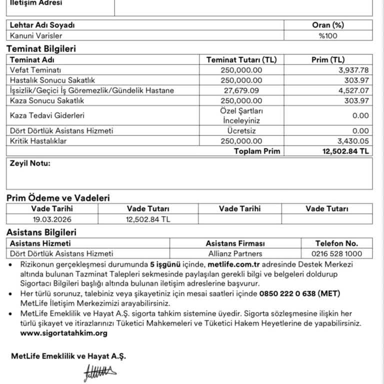 Rızam Olmadan Kesilen Hayat Sigortası Primi İçin İade Talebi
