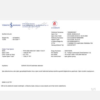 Havale İle Gönderdiğim 1000 TL Hesaba Yansımadı Ve Ek Para Talep Ediliyor