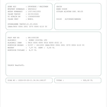Garanti Bankasıyla Ödenen 500 TL’lik Oyun Hesabı Bulunamadı, İade Talep Ediyorum